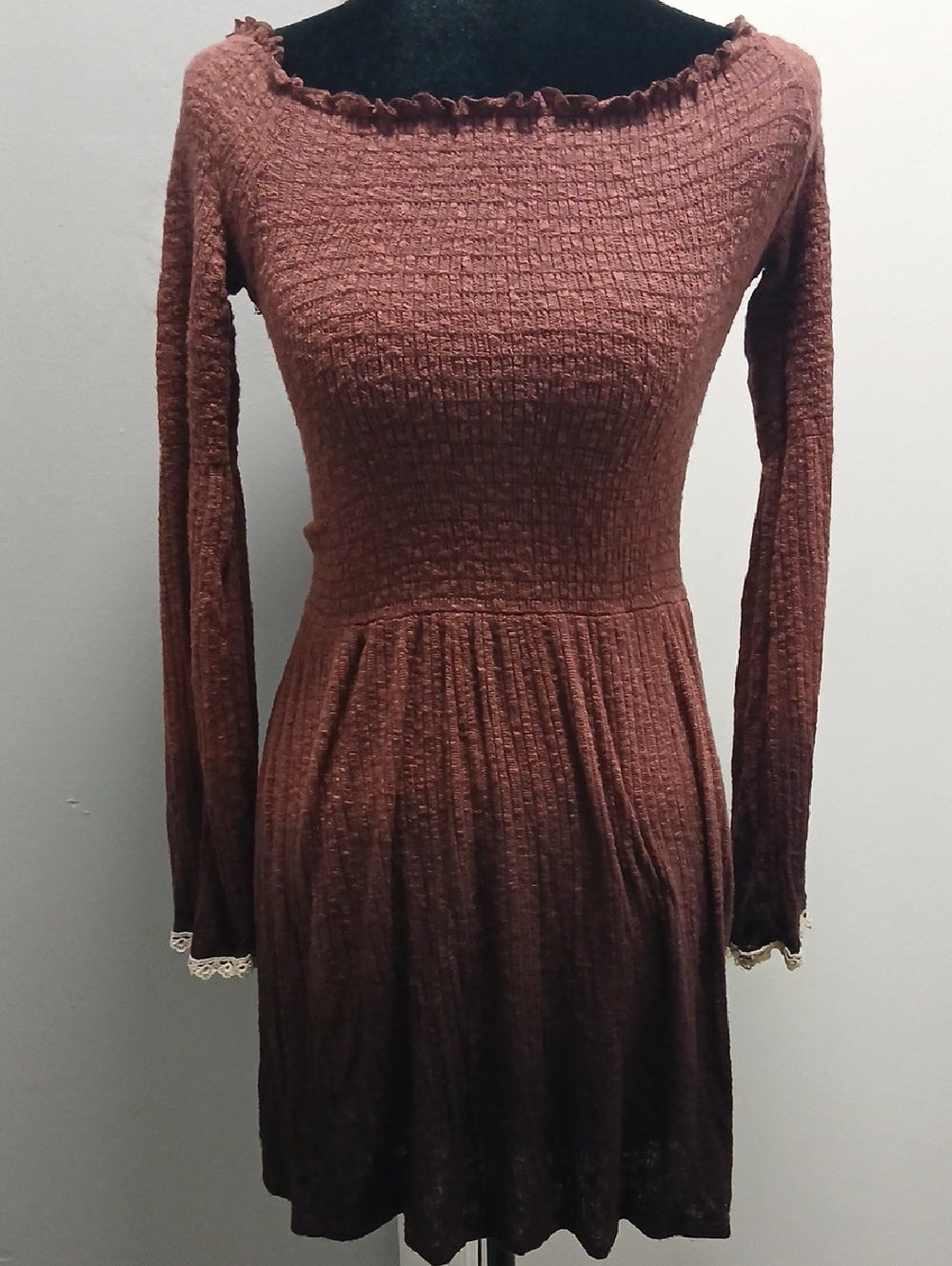 Short sweater dress with long sleeves